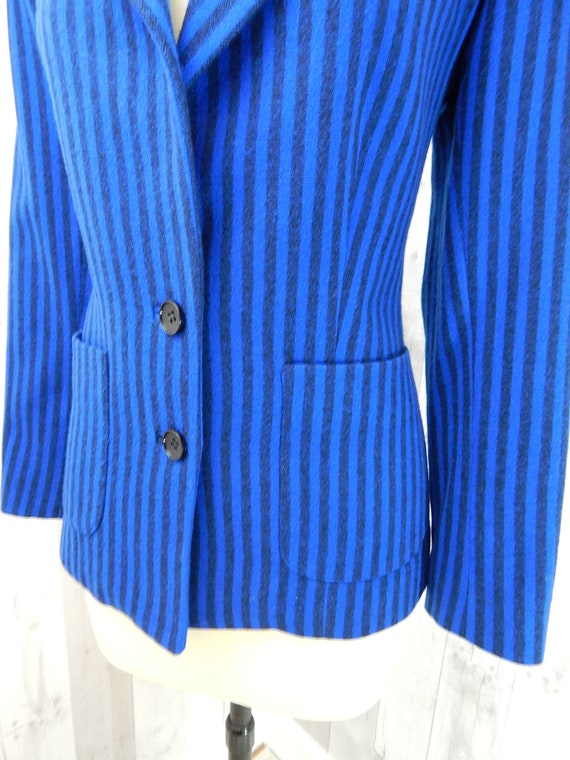 LILLI ANN 1970s Vintage Wool Jacket~Black & Blue … - image 10