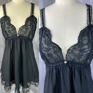 DIOR Vintage 1970s Black Sheer Teddy Christian Dior Sexy Lingerie Small image 1