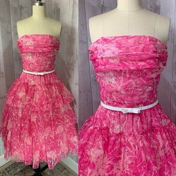 LAROCHE 1980s Vintage Party Dress~Pink Chiffon Cup