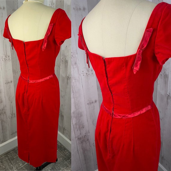 EMMA DOMB 1950s Vintage Cherry Red Velvet w/Satin… - image 6