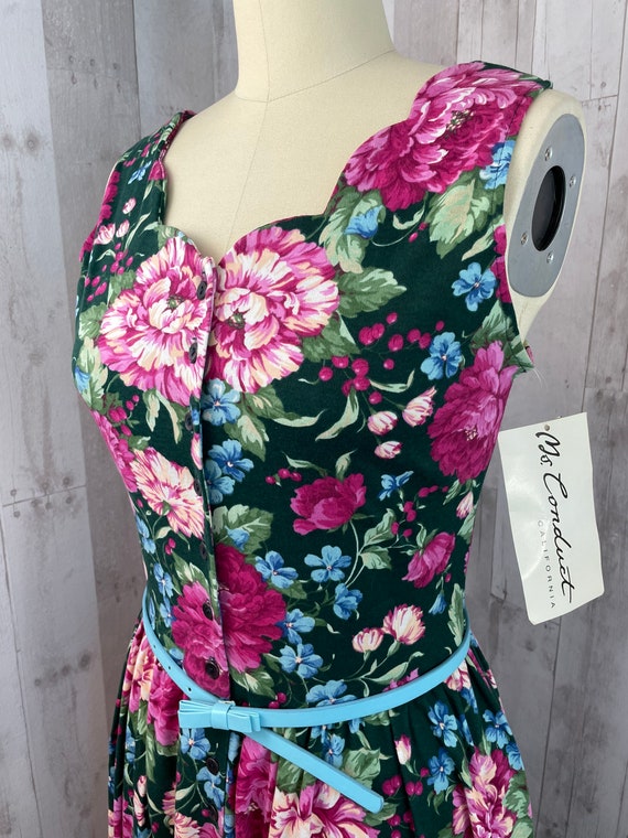 Vintage Dress 1980s NOS Cotton Floral Garden Summ… - image 8