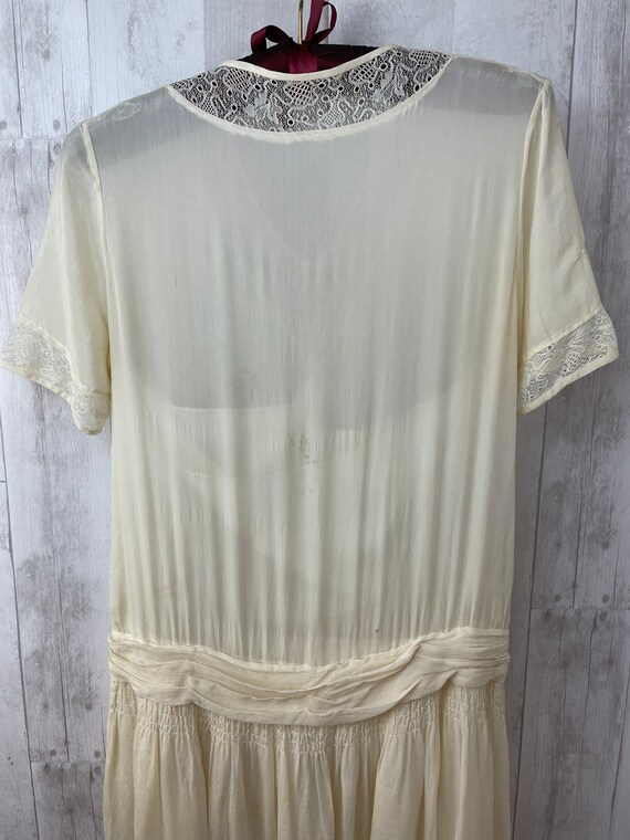 1920s Flapper Dress Antique White Silk Drop Waist… - image 9