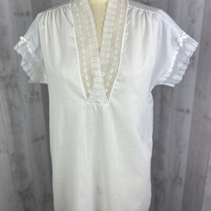 1970s Victorias Secret Vintage Honeymoon Bridal Mini Night Shirt White Cotton Blend Pjs Pajamas M/12 RARE