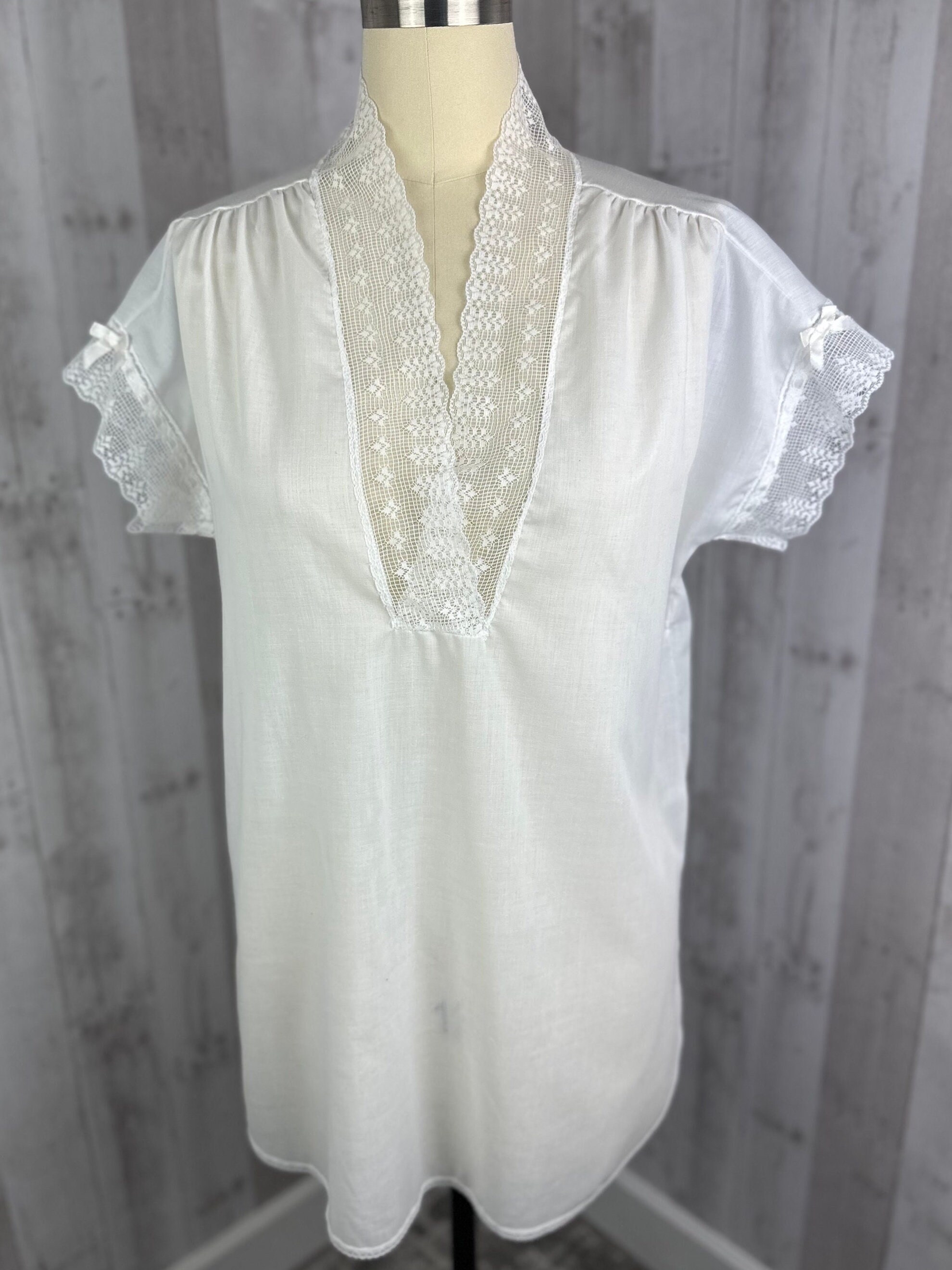 Mini chemise de nuit vintage lune de miel nuptiale Victorias Secret des années 1970 en mélange de coton blanc pyjama M/12 RARE
