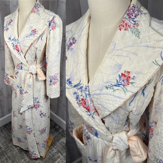 1940s Antique Quilted Dressing  Gown / Robe / Pei… - image 7