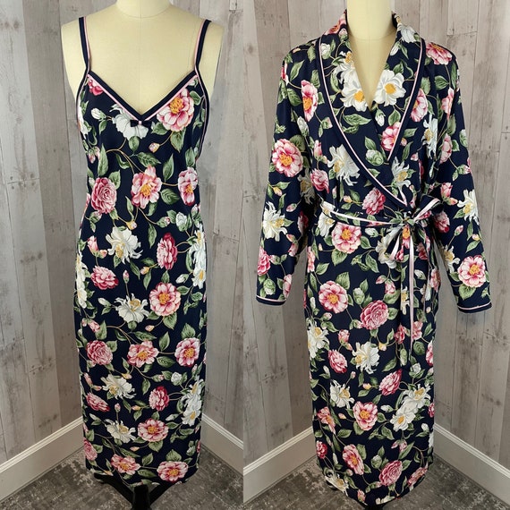 Buy DIOR Vintage 1980s 2PC Miss Dior Set Floral Nightgown robe