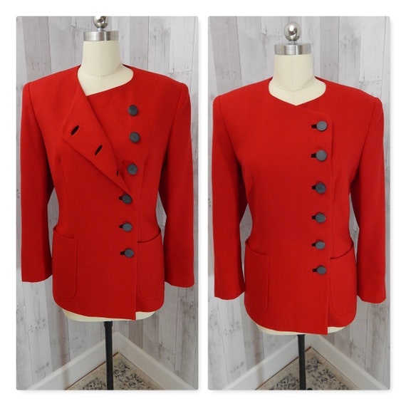 LILLI ANN 1970s Vintage Wool Jacket~ Cherry Red C… - image 1