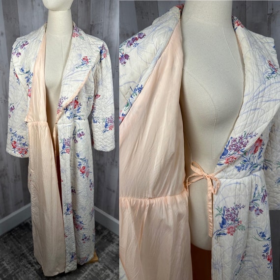 1940s Antique Quilted Dressing  Gown / Robe / Pei… - image 8