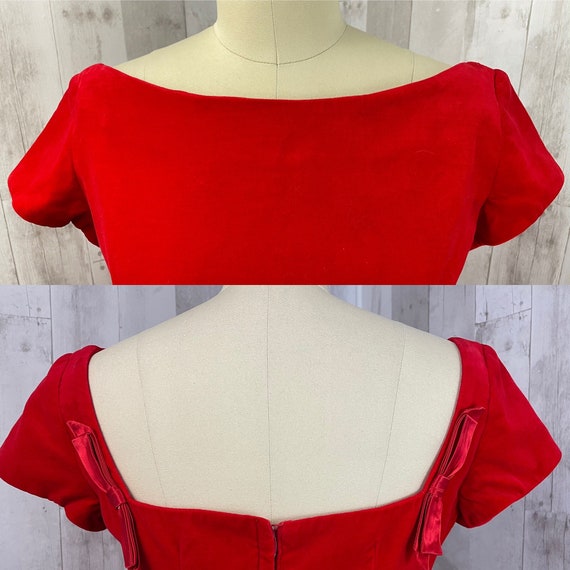 EMMA DOMB 1950s Vintage Cherry Red Velvet w/Satin… - image 4