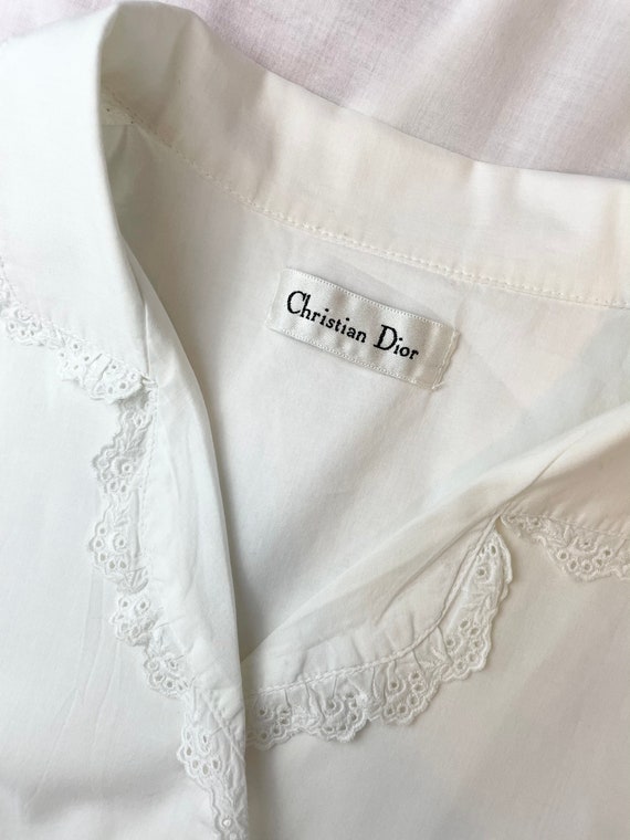 DIOR Vintage 1980s Crisp White Cotton Night Shirt… - image 6