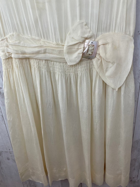 1920s Flapper Dress Antique White Silk Drop Waist… - image 4