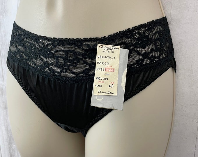 DIOR Vintage Lingerie NOS 1970s Christian Dior Sexy Black Panty Bikini XSmall