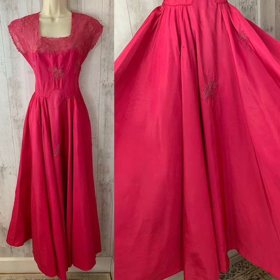 EMMA DOMB 1940s Party Lines Magenta/Hot Pink Taff… - image 1