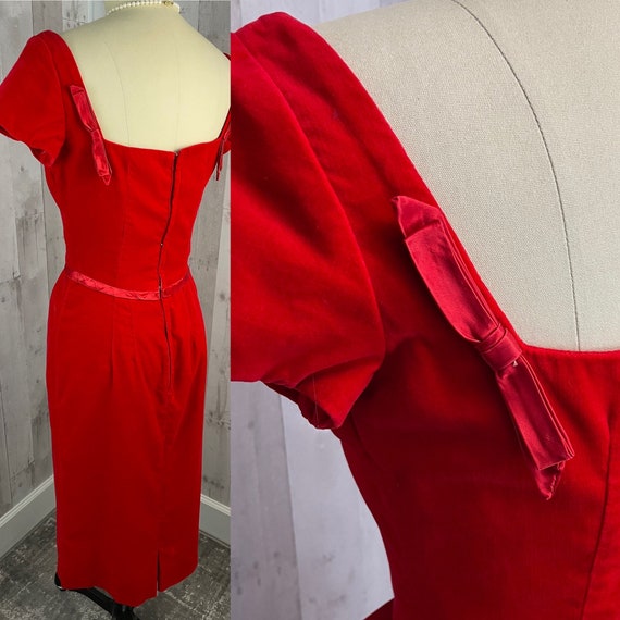 EMMA DOMB 1950s Vintage Cherry Red Velvet w/Satin… - image 2