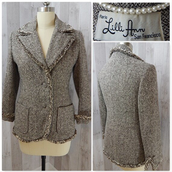 LILLI ANN 1960s Vintage Suit Career Jacket~Brown/W
