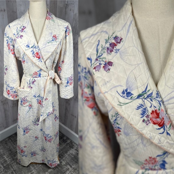 1940s Antique Quilted Dressing  Gown / Robe / Pei… - image 2