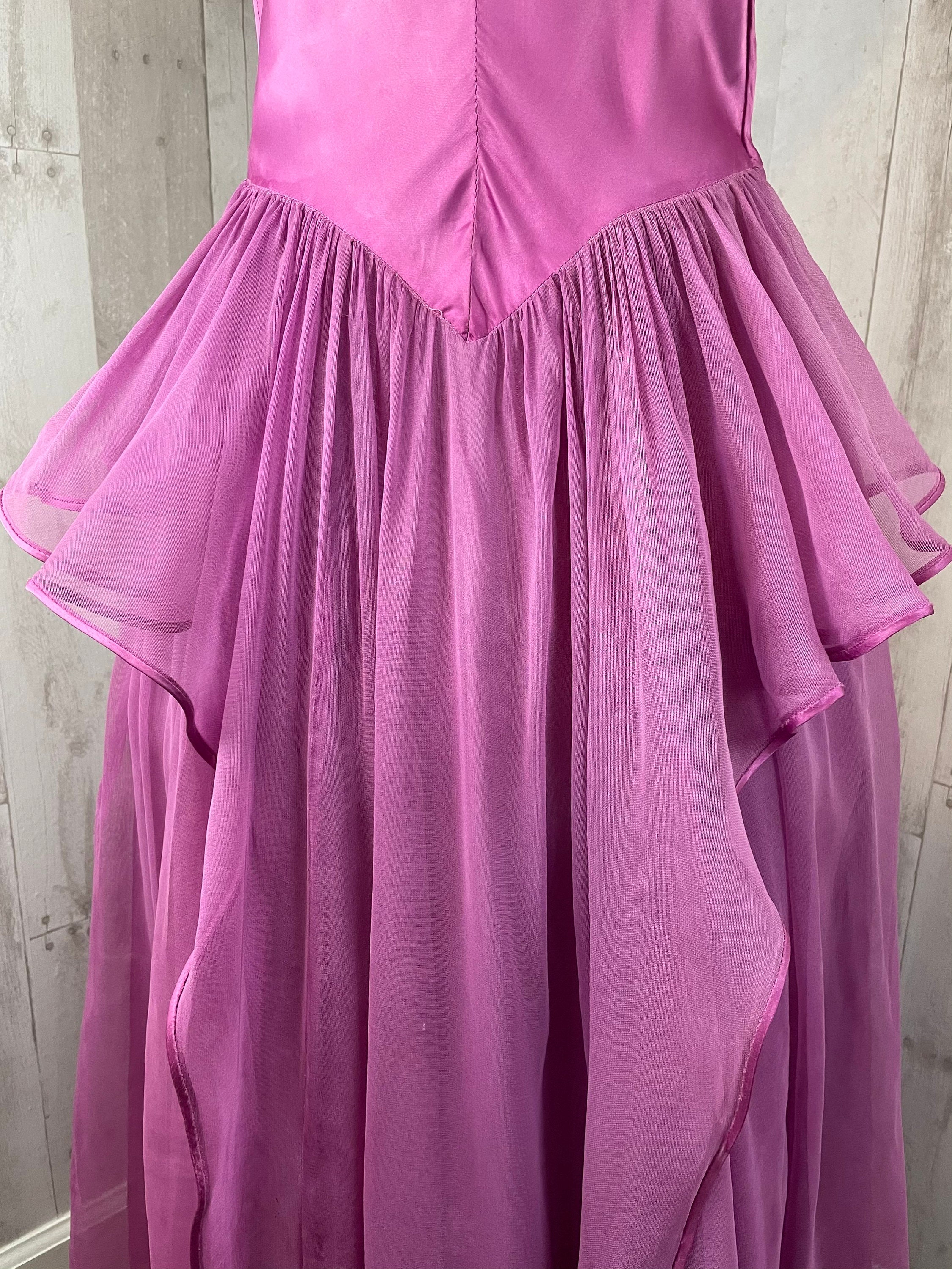 1930s Antique Dress/gownhot Pink Satin Aline 1940s S/XS | Etsy