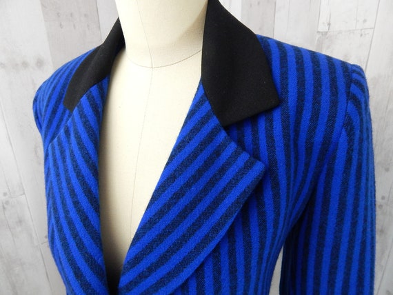 LILLI ANN 1970s Vintage Wool Jacket~Black & Blue … - image 5