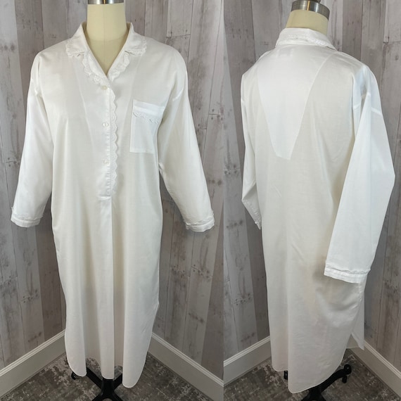 DIOR Vintage 1980s Crisp White Cotton Night Shirt… - image 4