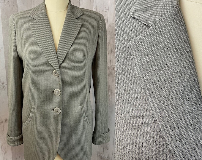 DIOR Vintage 1980s Suit Jacket/Blazer Gray/Black Nipped Waist Career Size 6