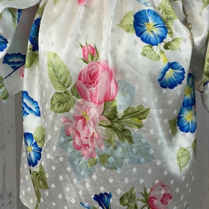 DIOR Vintage 1980s Christian Dior Satin Floral Robe Lingerie M/L image 7
