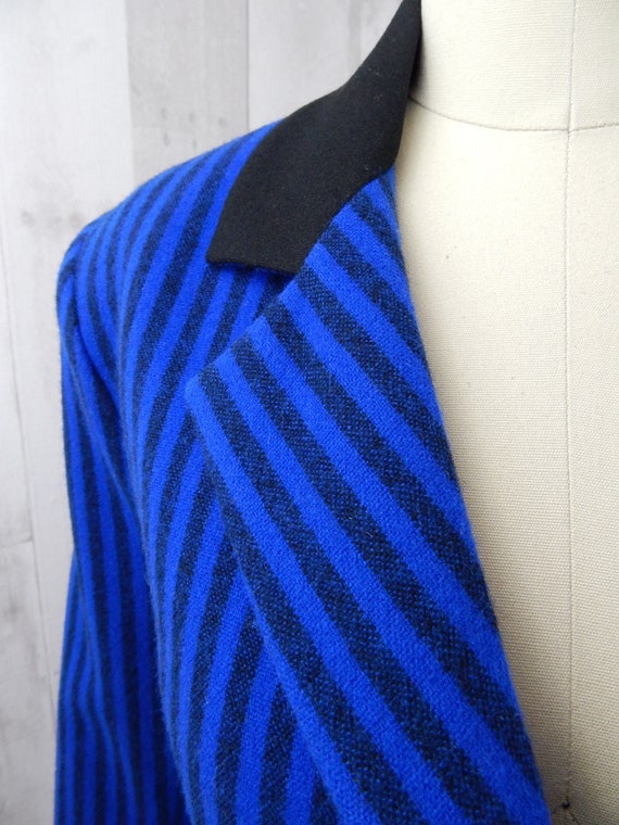 LILLI ANN 1970s Vintage Wool Jacket~Black & Blue … - image 4