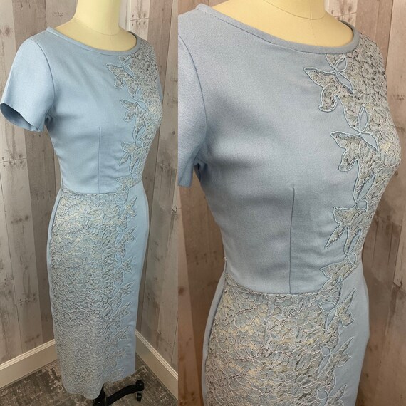 1950s Vintage Party Dress~French Blue Sheer Lace … - image 5