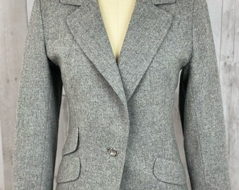 LILLI ANN 1970s Vintage Light Gray Wool Blazer Jacket 34B/S