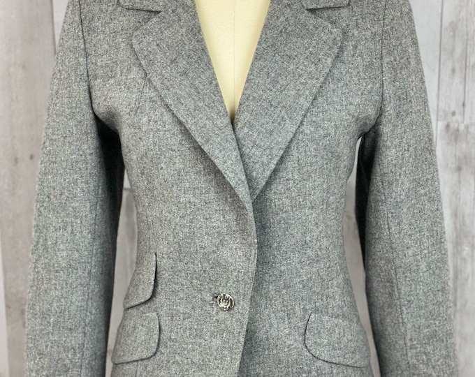 LILLI ANN 1970s Vintage Light Gray Wool Blazer Jacket 34B/S