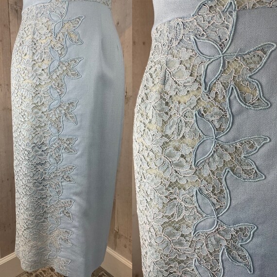 1950s Vintage Party Dress~French Blue Sheer Lace … - image 3