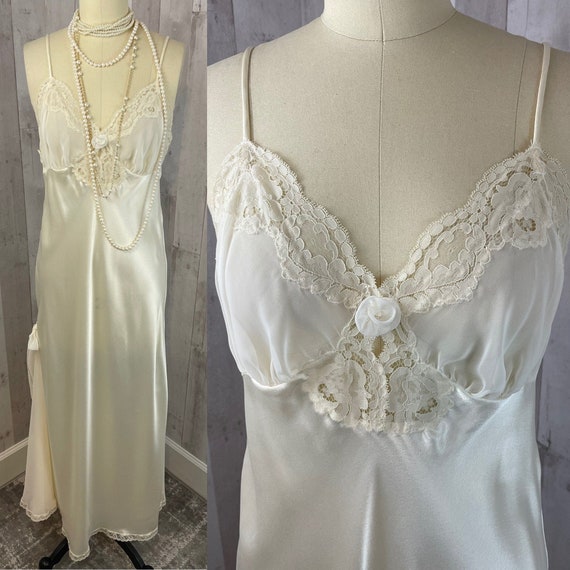 DIOR Vintage Nightgown 1980s Christian Dior Creamy