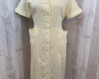 1950s Vintage Frock Swiss Dot Ivory Cotton Dress Rockabilly Plus Sz XL/1X