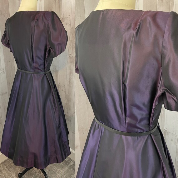 1950s Vintage Royal Purple Dress Taffeta Aline Pa… - image 4