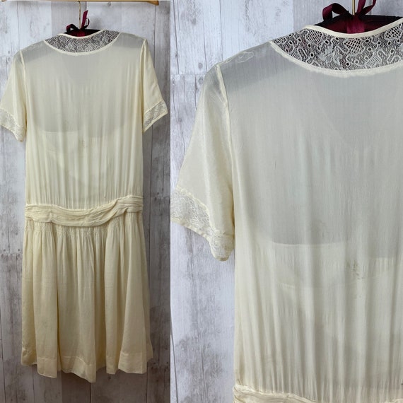 1920s Flapper Dress Antique White Silk Drop Waist… - image 8