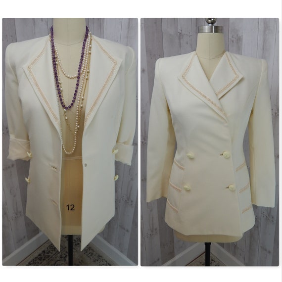 LILLI ANN 1970s Suit Vintage Career Jacket~Cream/O