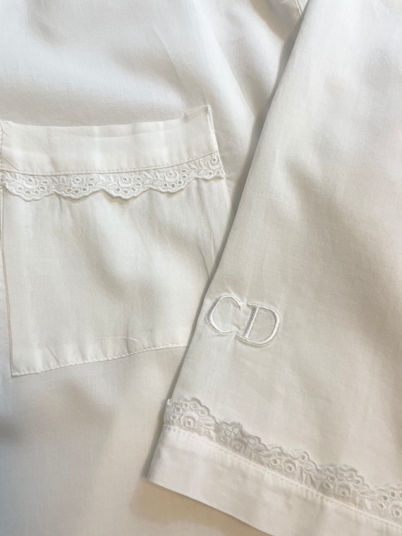 DIOR Vintage 1980s Crisp White Cotton Night Shirt… - image 2