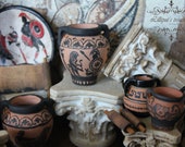 Dollhouse miniature Ancient Greek amphora with Heracles and Athena hand painted OOAK