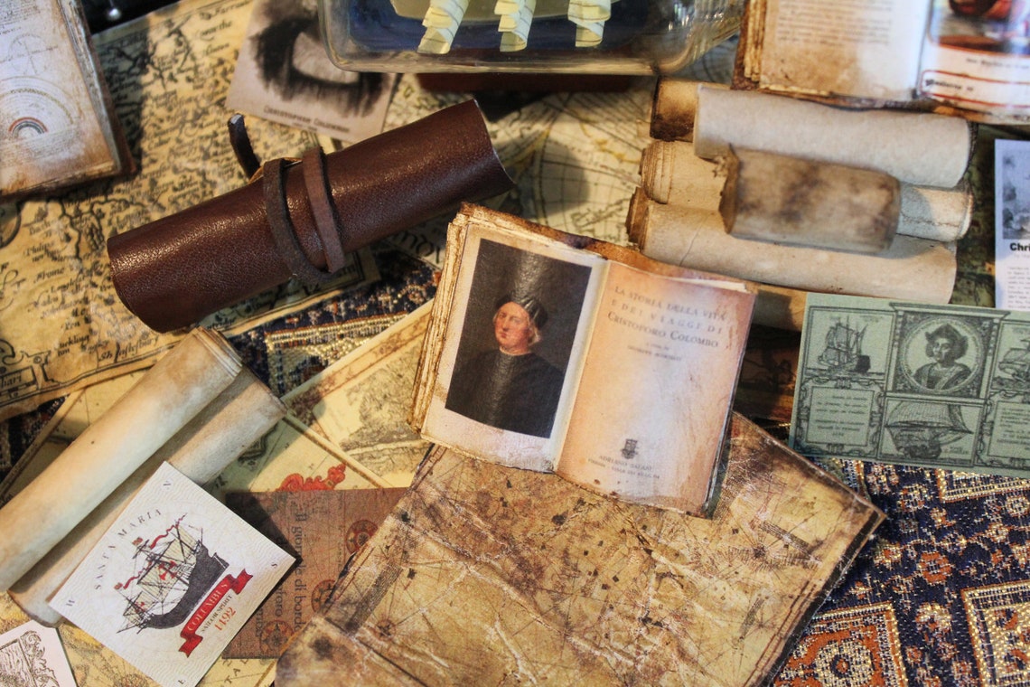 Dollhouse Miniature Ancient Columbus Map on Leather Etsy