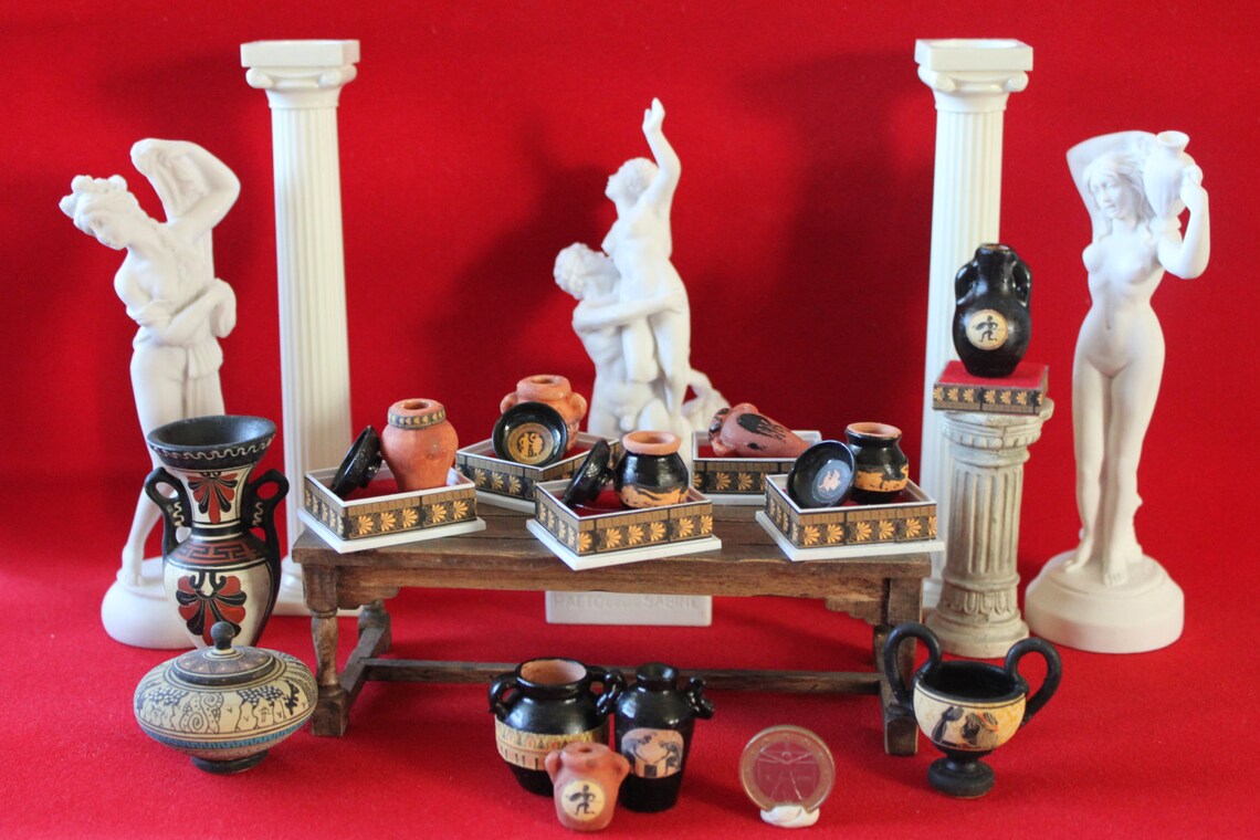 Dollhouse Miniature Museum Showcase With Greek Set Etsy
