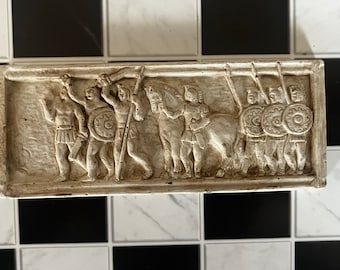 Miniature reproduction of ancient Greek bas-relief for dollhouse and diorama