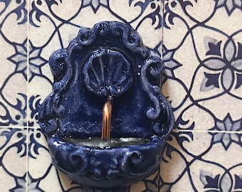 Dollhouse miniature Blue wall fountain