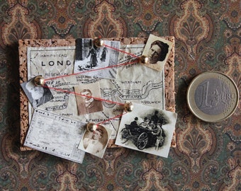 Dollhouse miniature Sherlock Holmes cork notice board for investigations