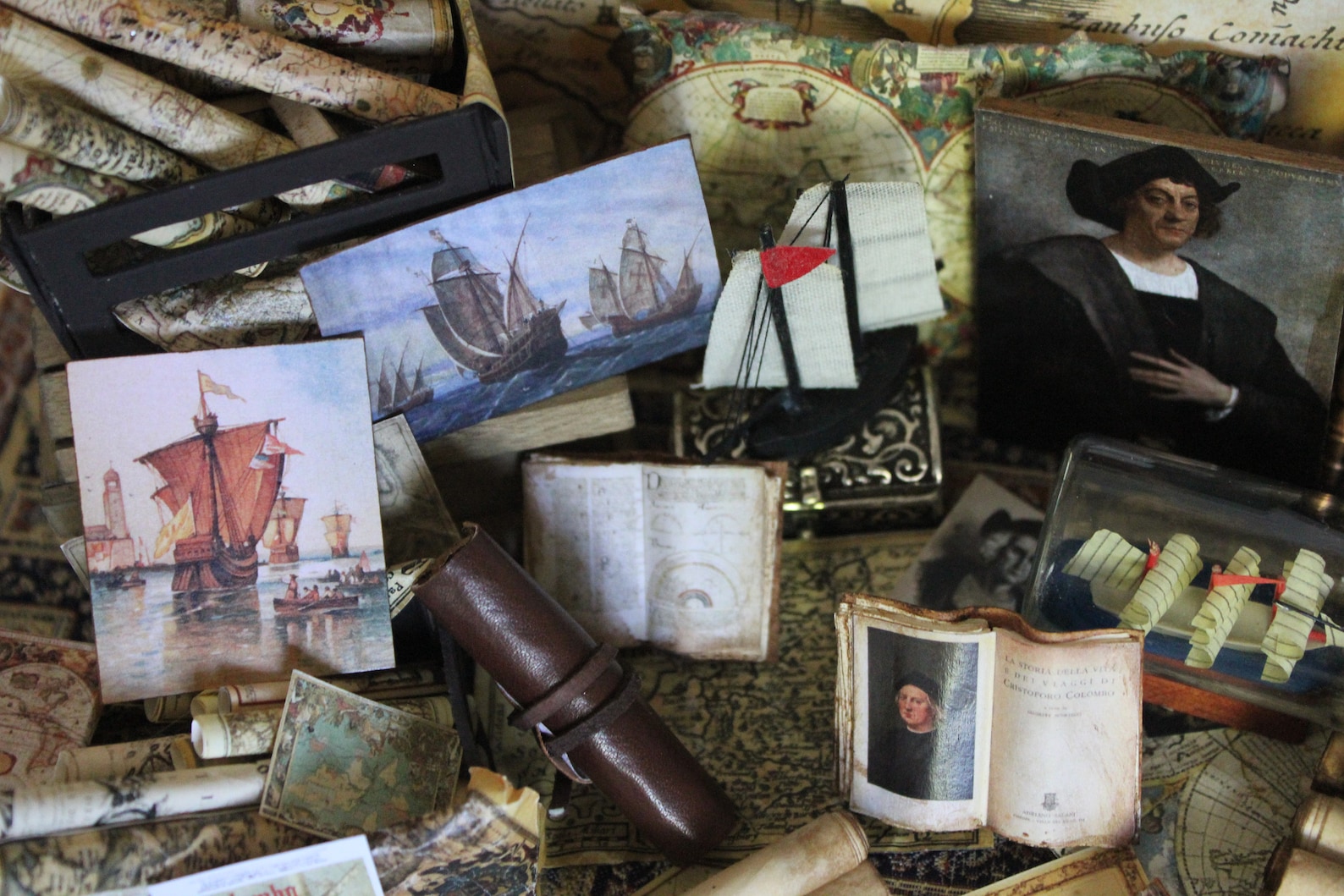 Dollhouse Miniature Ancient Columbus Map on Leather Etsy