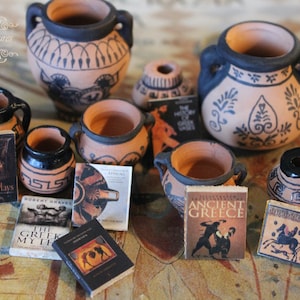 Dollhouse Miniature Ancient Greek vases books set number 1