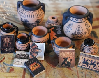Dollhouse Miniature Ancient Greek vases books set number 1