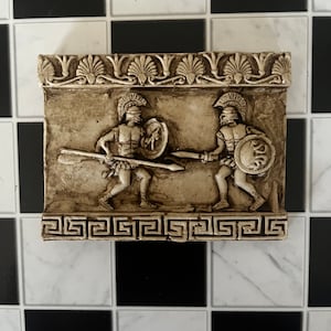 Miniature reproduction of ancient Greek bas-relief for dollhouse and diorama