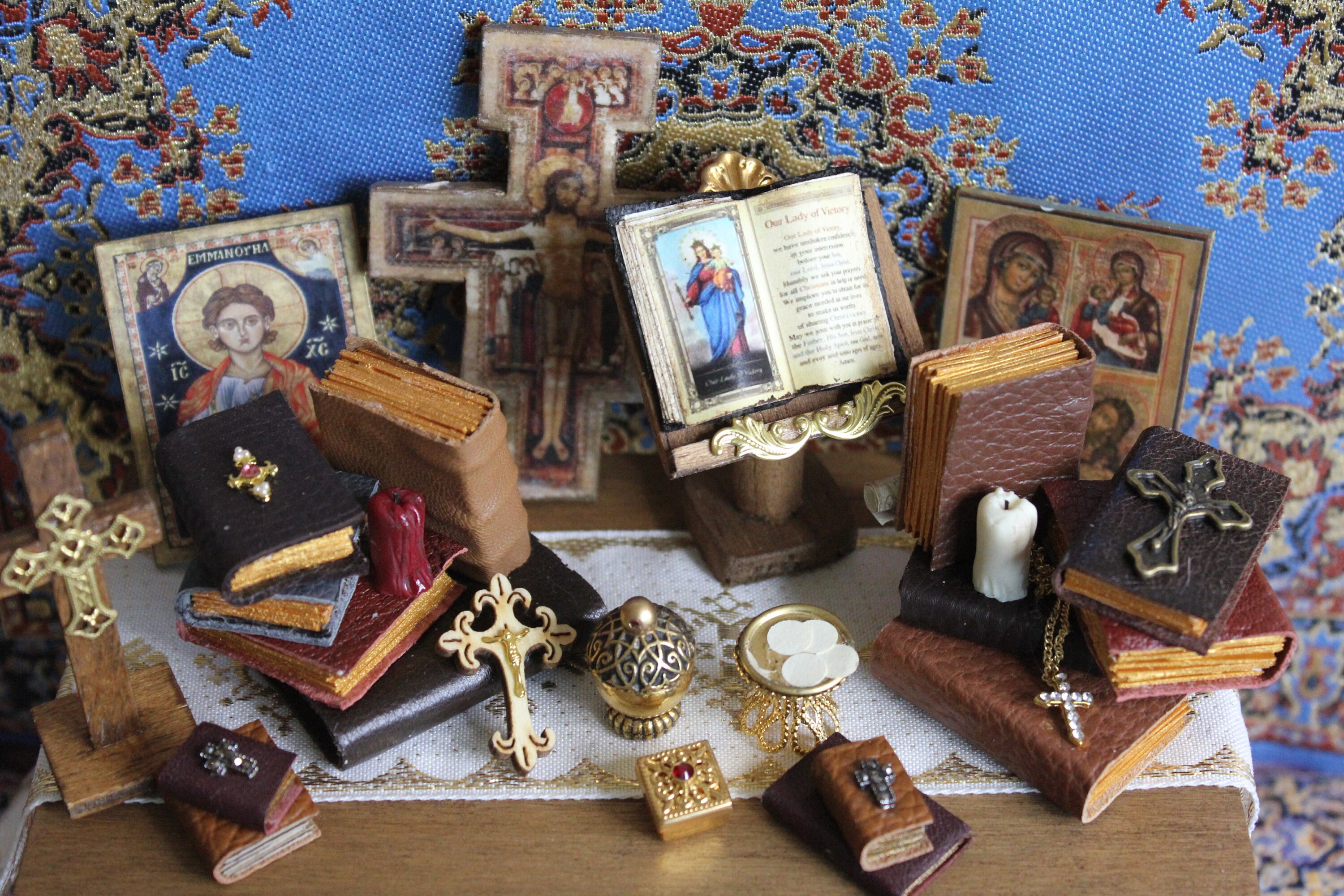 Dollhouse Miniature Church Stack of Leather Covered Books Etsy UK