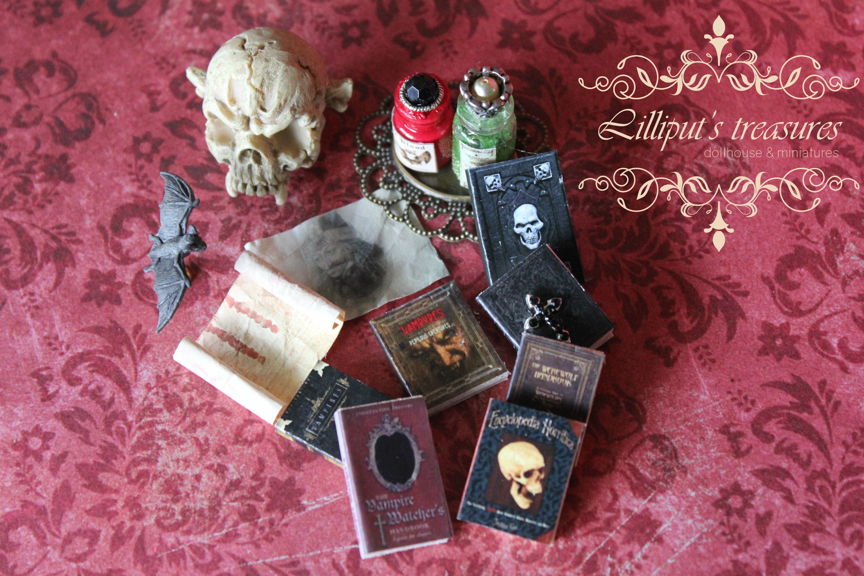 Dollhouse Miniature Vampire/dracula/horror/gothic Books Set Etsy