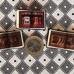 Dollhouse miniature Etruscan/Greek ancient open books reproductions