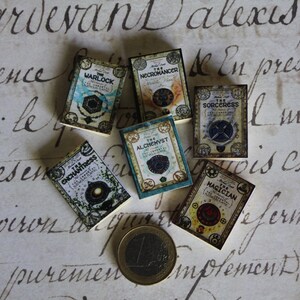 Dollhouse miniature alchemyst/magician/necromancer/warlock/sorceress/enchantress set of openable books